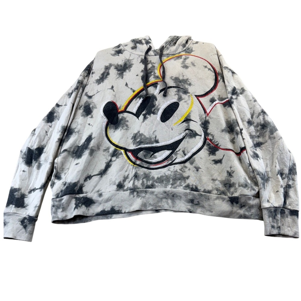 Disney Hoodie Women XL Gray Mickey Mouse Walt Disney World Tie Dye JT24707